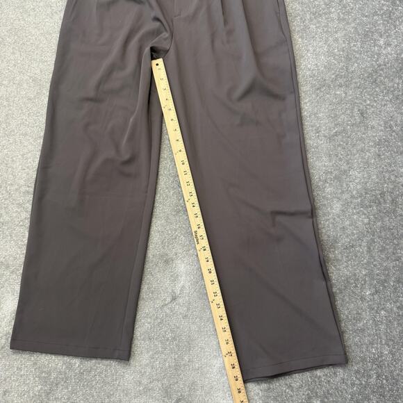 Halara Pants Womens Large Gray/Brown Regular Pleat Front Elastic Waist Straight - Picture 8 of 11